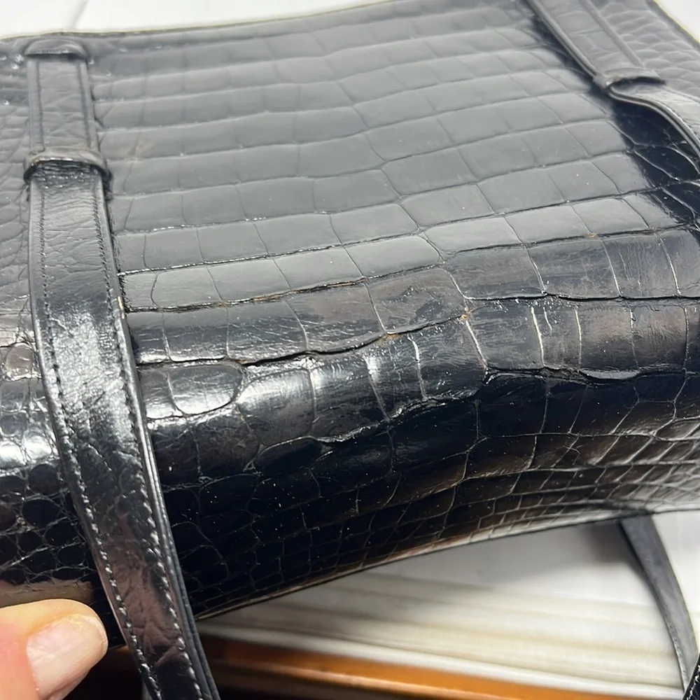 Lucille de Paris Black Crocodile Handbag